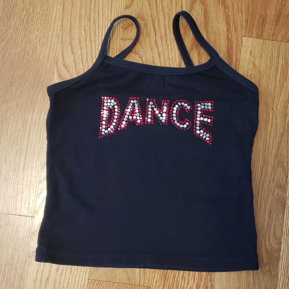 Super cute rhinestone embellished dance top